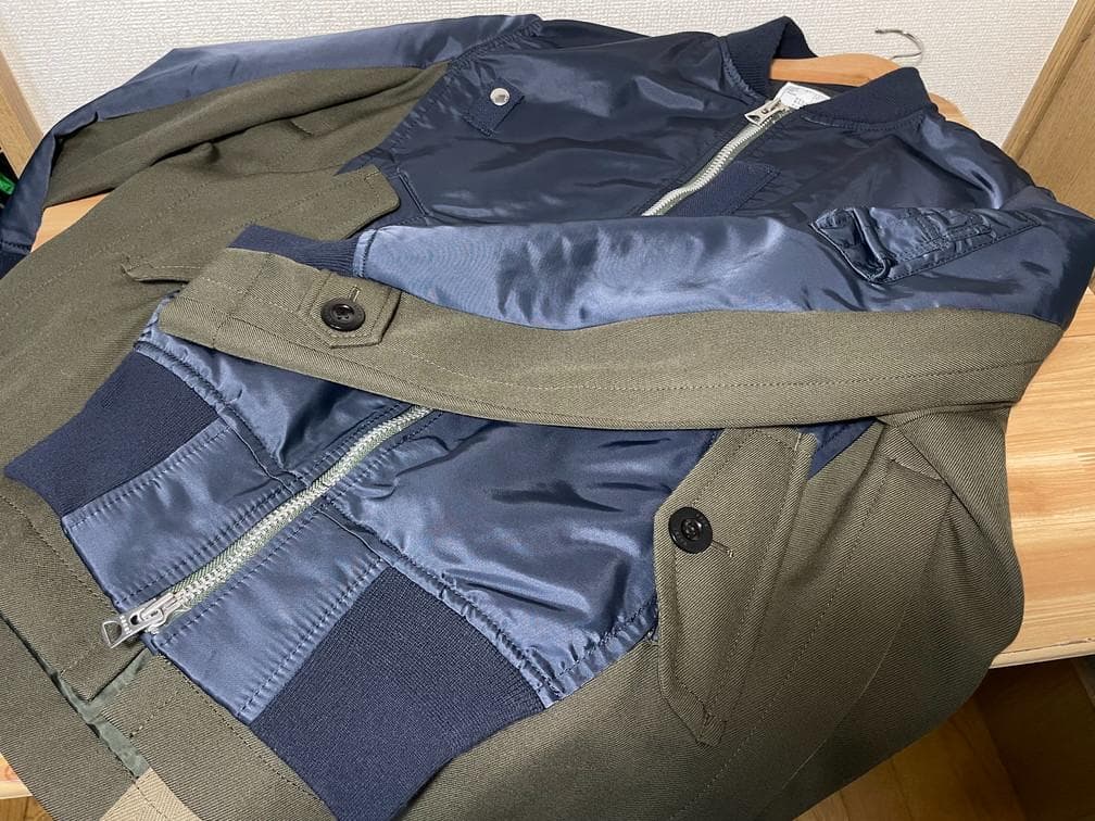 sacai サカイ　ドッキング　MA1　MA-1　ブルゾン　コートスウェット