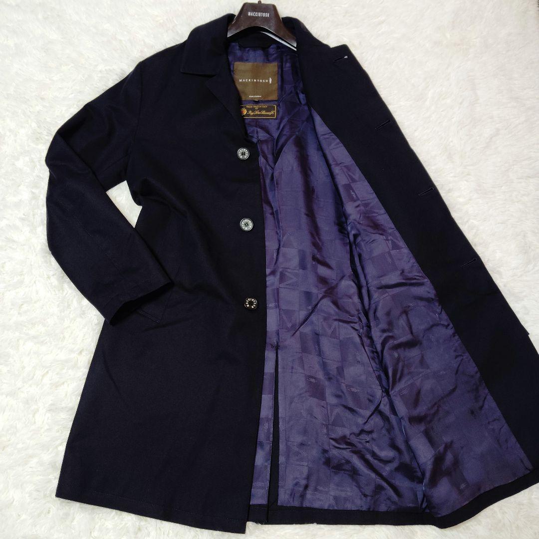 美品 マッキントッシュ ロロピアーナ ステンカラー ネイビー 38 L