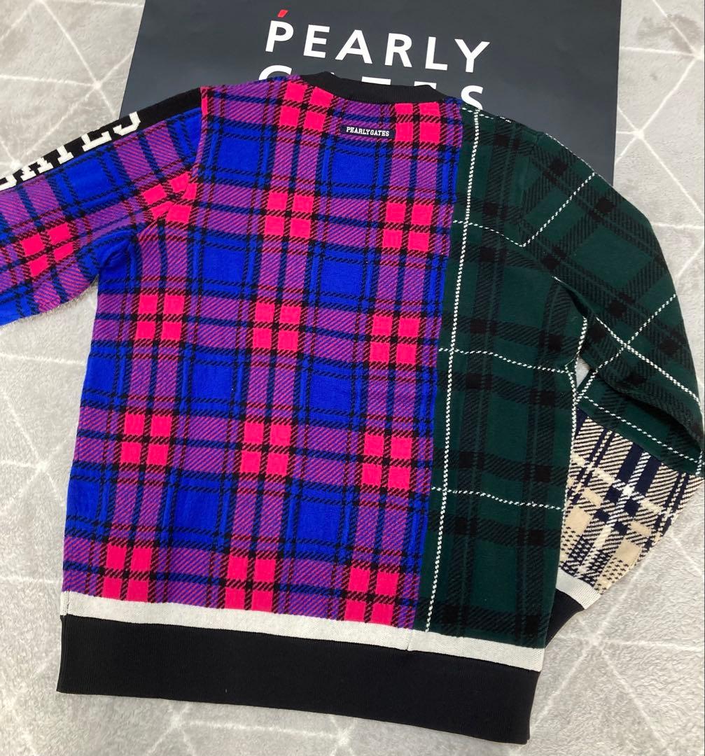 新品 パーリーゲイツ クルーネックニットプルオーバー(4)サイズM/マルチカラー