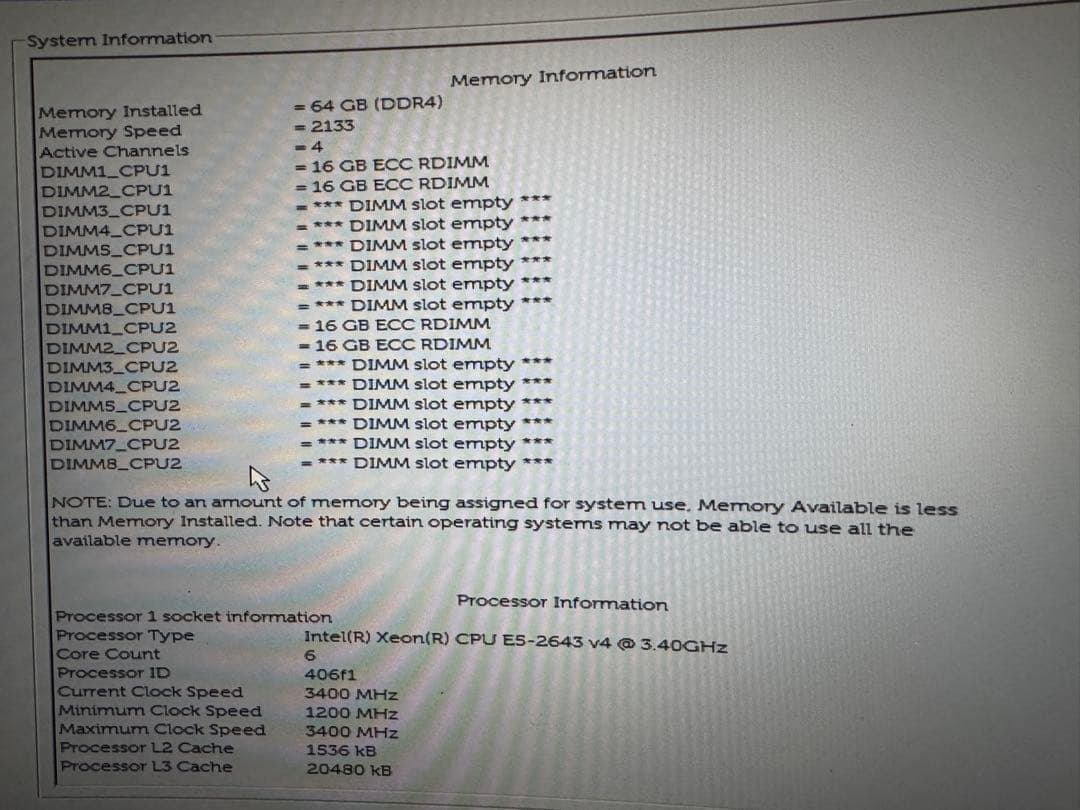 ⑥Crucial 16GB DDR4-2133P RDIMM 4枚セット