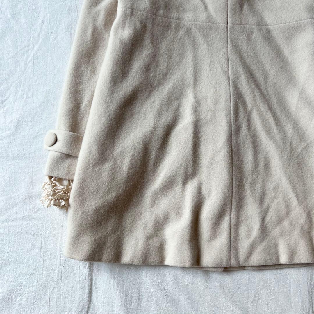 【高級】PINK HOUSE チェスターコート ベージュ レース フリルフード付