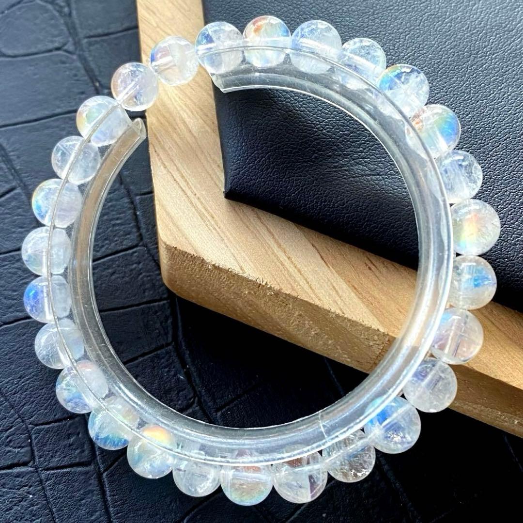 発色良好❣️マダガスカル産レインボームーンストーン7.3-7.4mmブレスレット