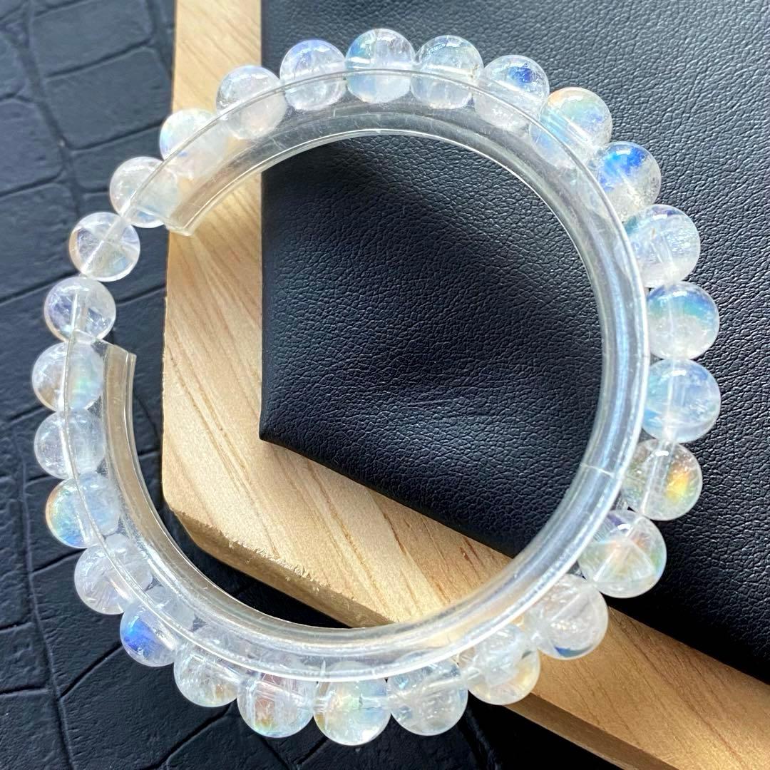 発色良好❣️マダガスカル産レインボームーンストーン7.3-7.4mmブレスレット