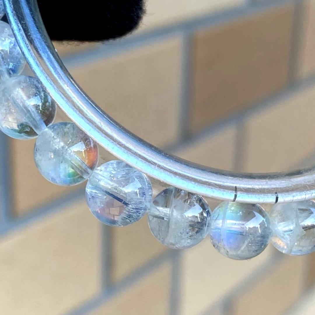 発色良好❣️マダガスカル産レインボームーンストーン7.3-7.4mmブレスレット