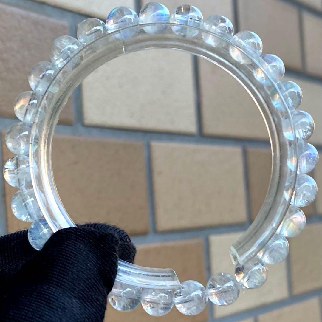 発色良好❣️マダガスカル産レインボームーンストーン7.3-7.4mmブレスレット