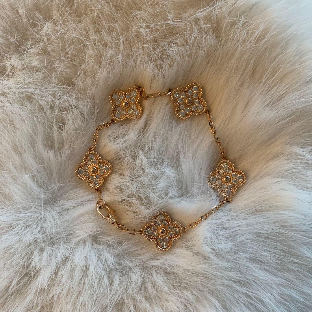 【めれんげ】四葉のクローバー　ローズゴールド　ブレスレット