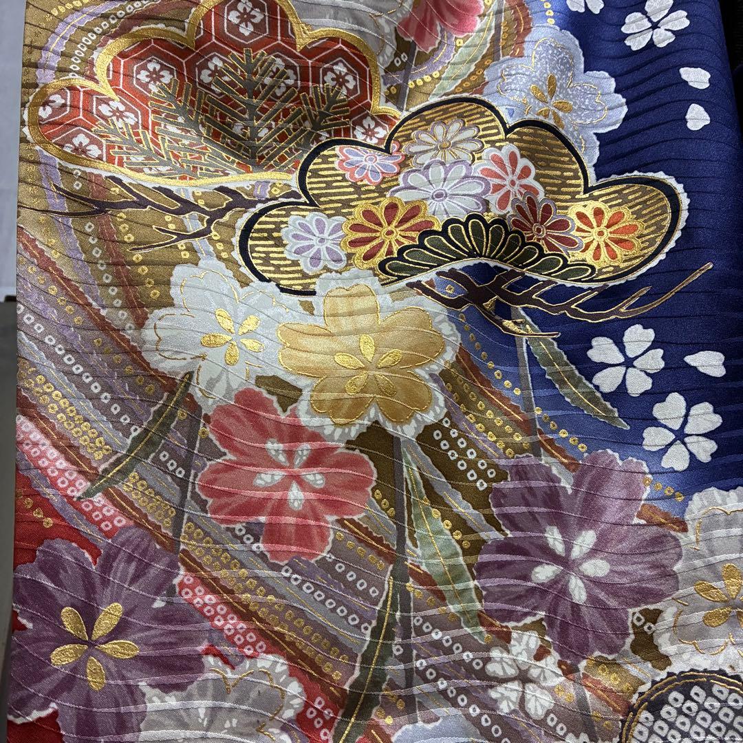 【振袖フルセット】+着付け小物フルセット豪華金彩 四季花文 流水文様 金駒刺繍