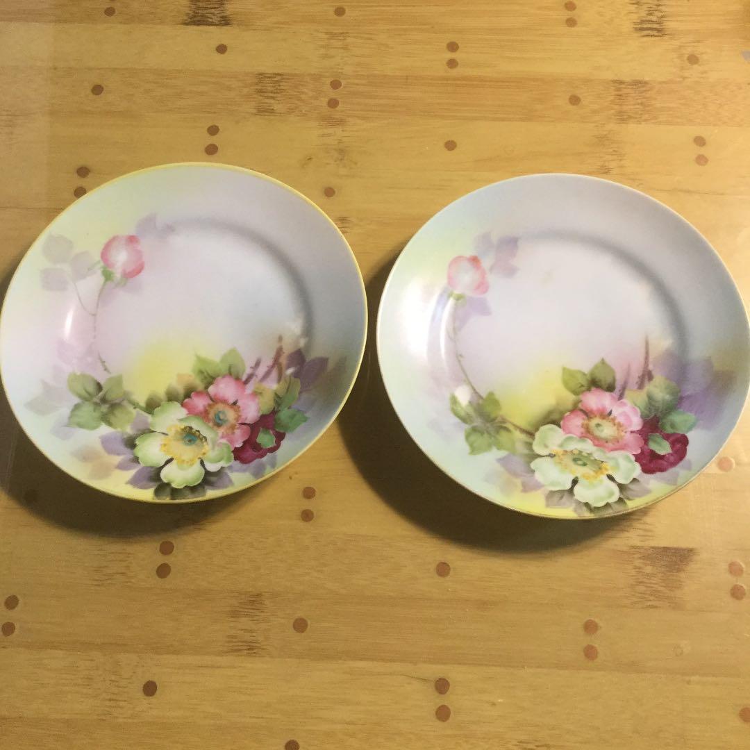 オールドノリタケの彩色皿二枚