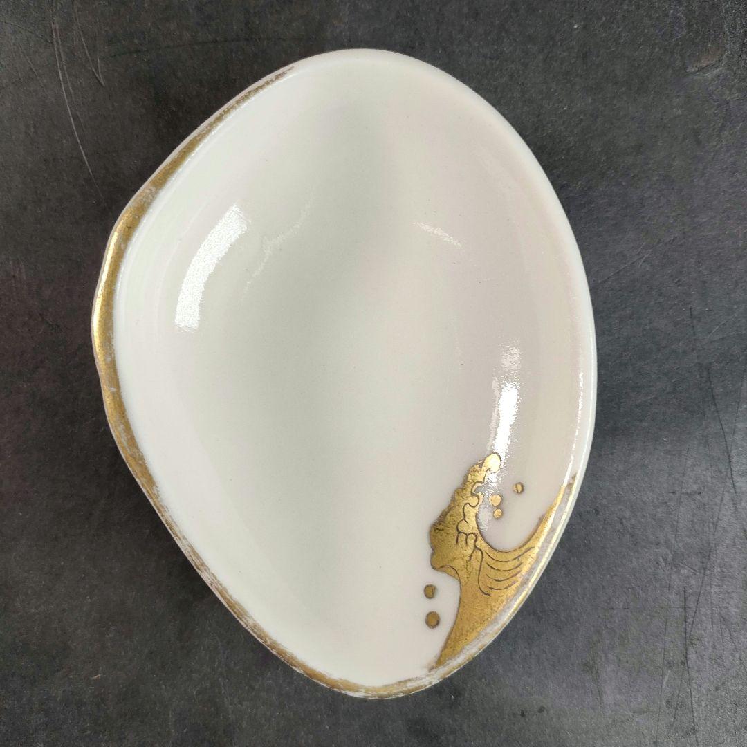 C10-1/金彩波文銘々皿 大皿10客・小皿10客/和食器/懐石料理/懐石道具
