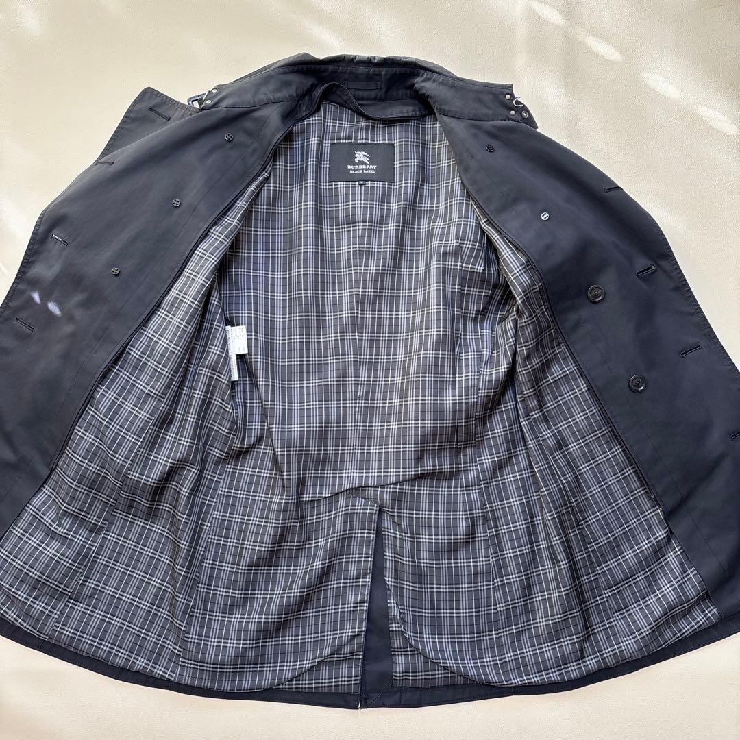 バーバリーブラックレーベル ライナー付き トレンチコート ベルト チェック M