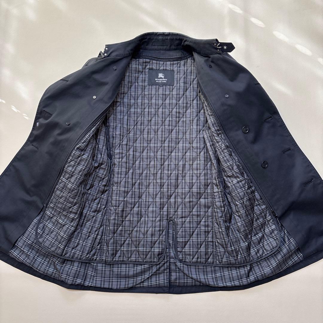 バーバリーブラックレーベル ライナー付き トレンチコート ベルト チェック M
