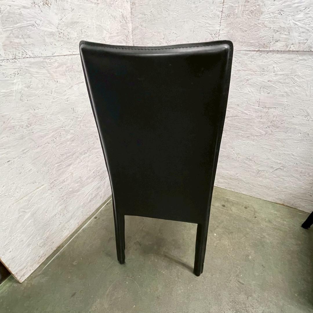 メーカー不明 合皮ブラックレザー ダイニングチェア 4脚セット Y1765