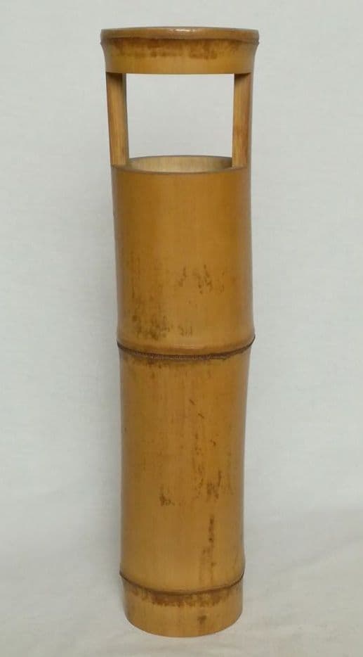 在銘あり　竹の花活け　花入　竹筒花入　茶道具　共箱