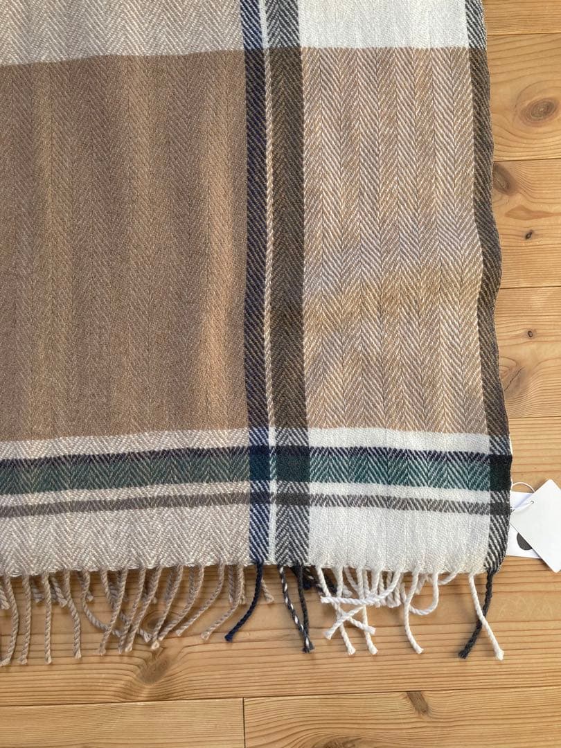 新品【Plantation】ウールビッグヘリンボーンストール タグ付き 日本製