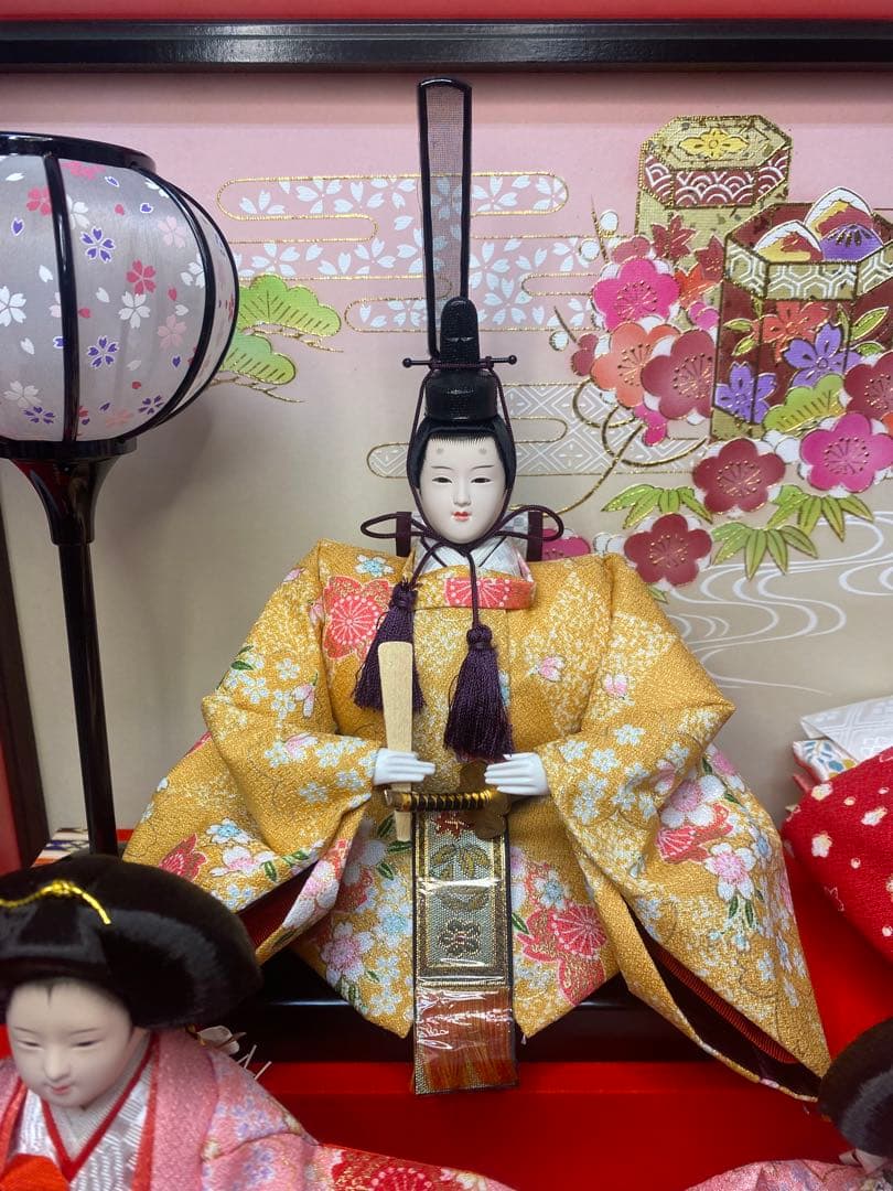 東京久月　雛人形親王五人飾りガラスケース入・間口約５６×奥行約３４×高さ約４４㎝