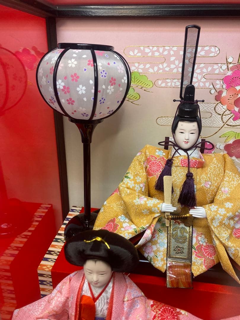 東京久月　雛人形親王五人飾りガラスケース入・間口約５６×奥行約３４×高さ約４４㎝