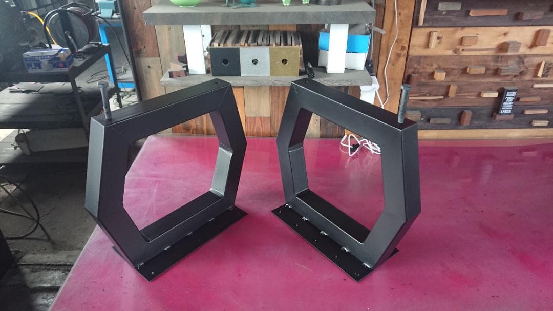 マットブラックでアイアンな極太鉄脚♪ 50×300×350mm 六角型 3脚