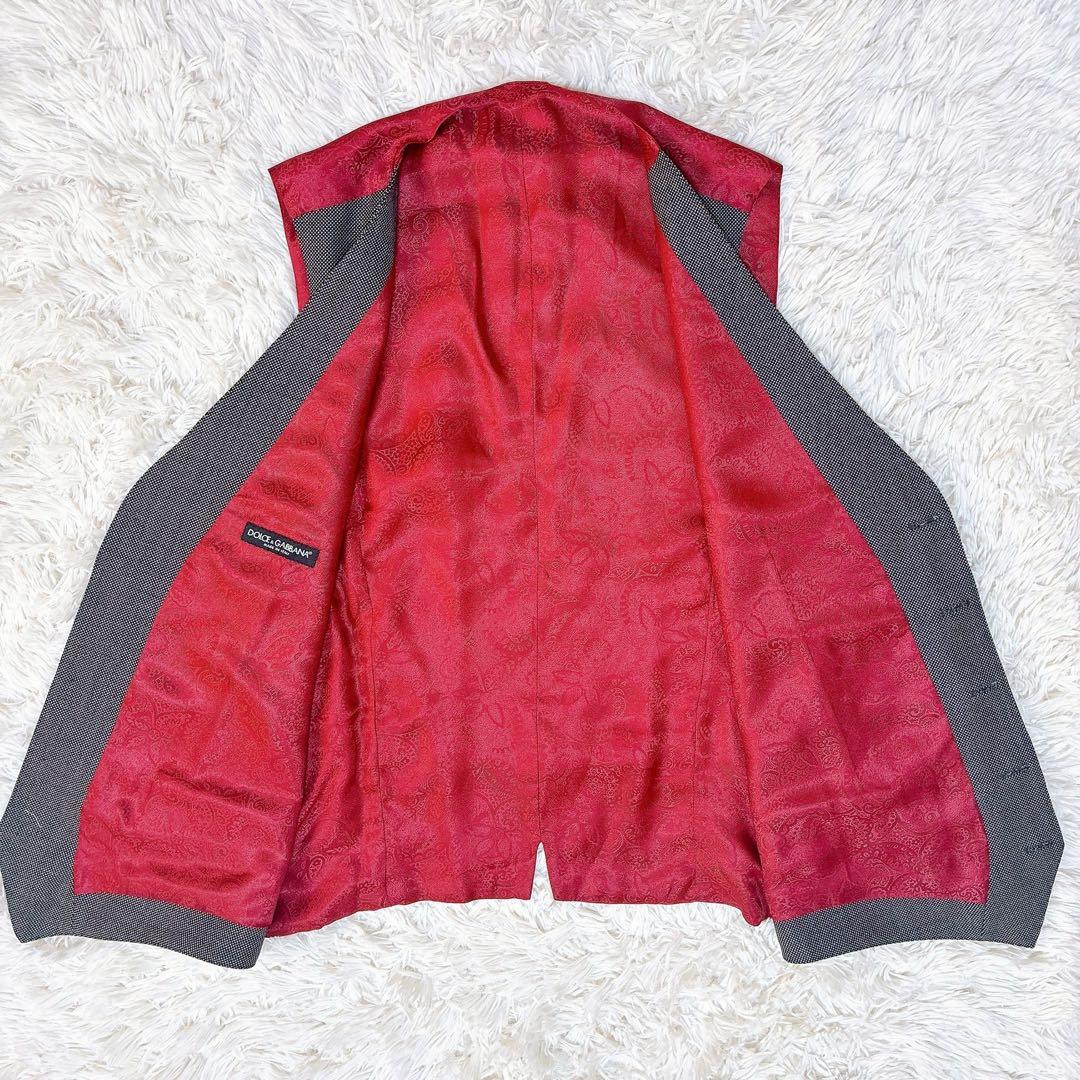 美品　XLサイズ　ドルチェアンドガッバーナ　ベスト　ロゴ金具　レッド　グレー