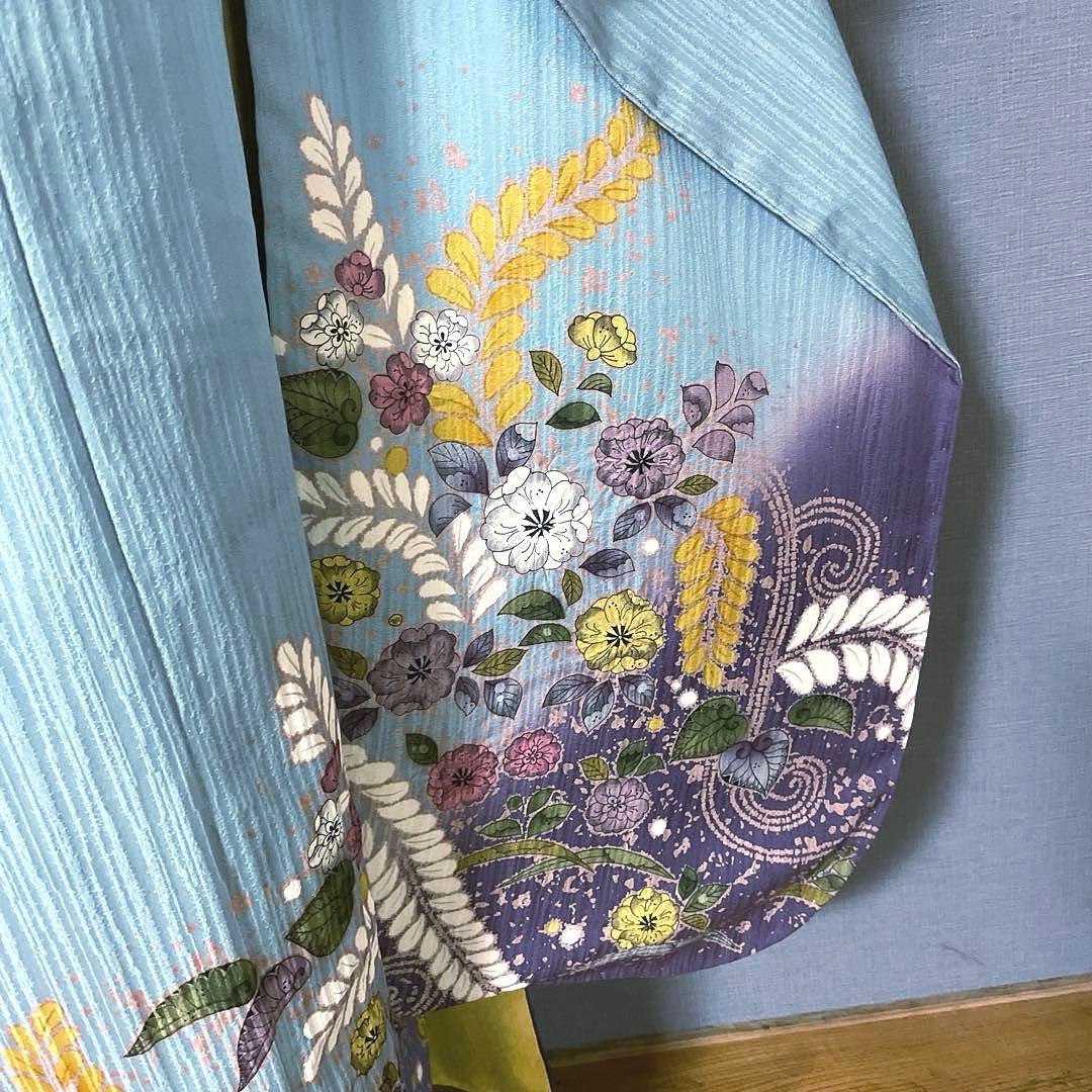 振袖フルセット　高身長　新品友禅　辻ヶ花　成人式振袖　振袖　裄丈69 しつけ糸付