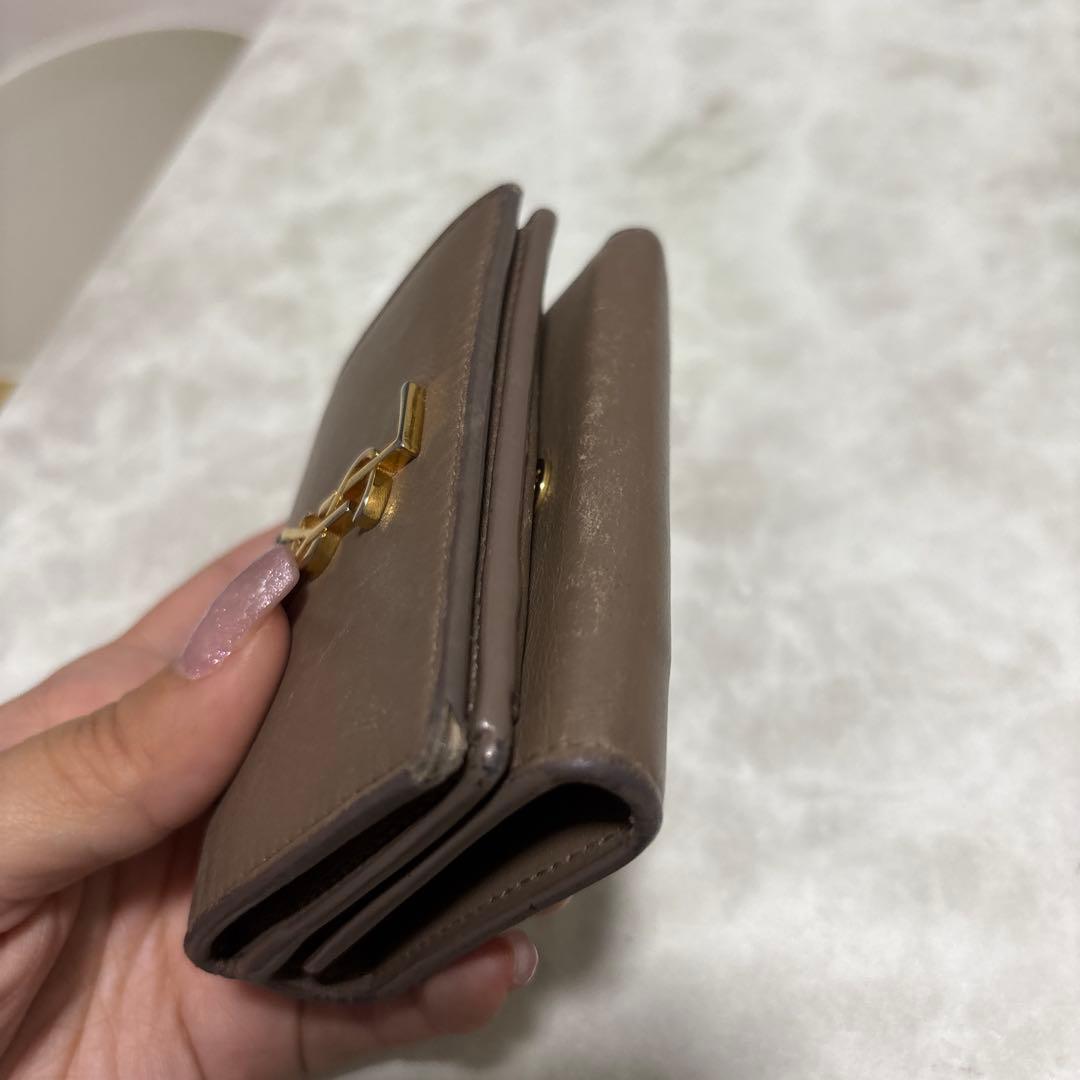 YSL ブラウン三つ折り財布
