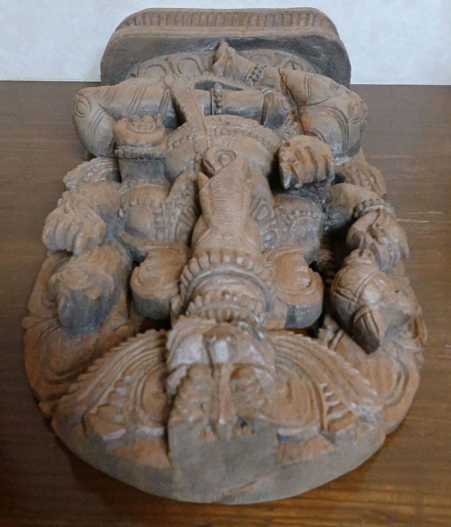 ガネーシャ像　木製　木彫り　大型　約45.5cm　アジアン　仏像　ガネーシャ