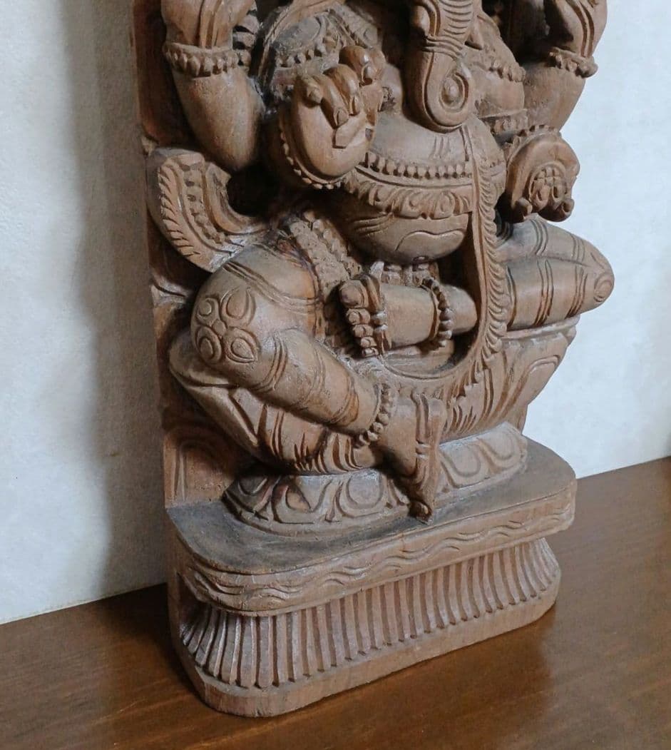ガネーシャ像　木製　木彫り　大型　約45.5cm　アジアン　仏像　ガネーシャ