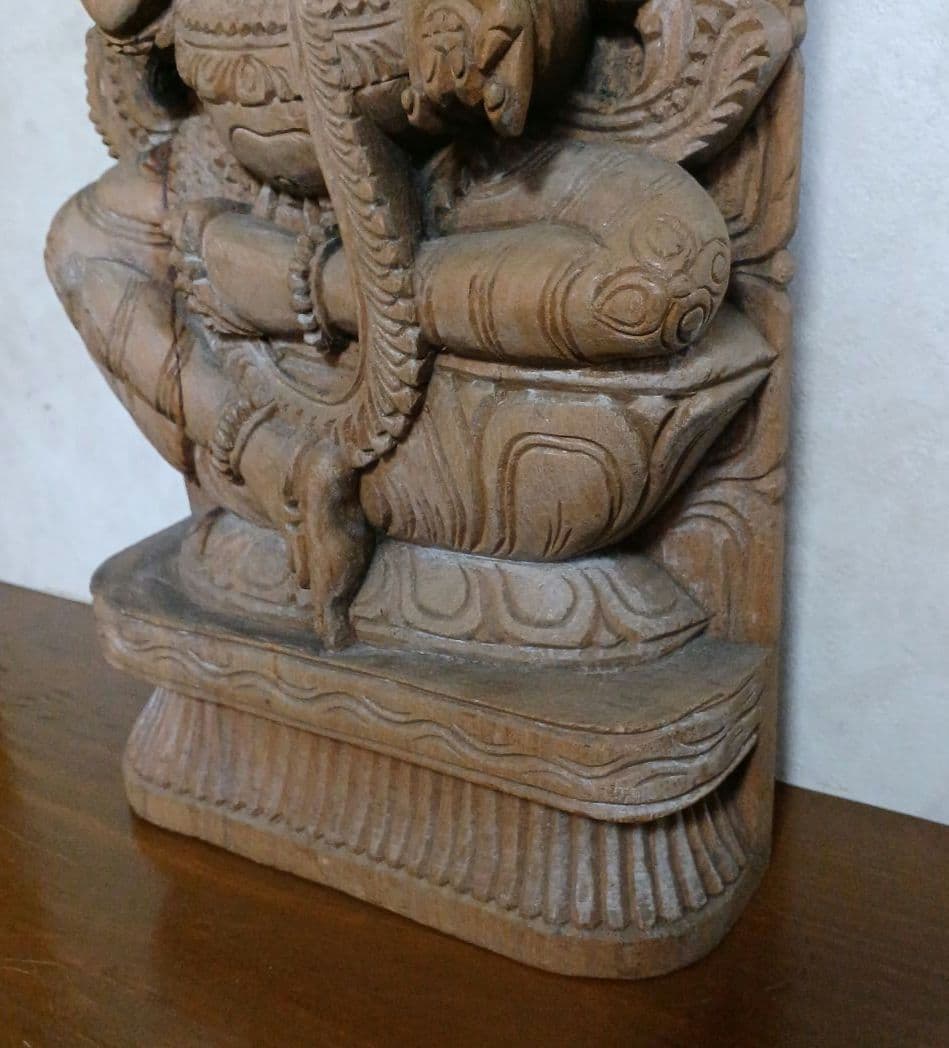 ガネーシャ像　木製　木彫り　大型　約45.5cm　アジアン　仏像　ガネーシャ