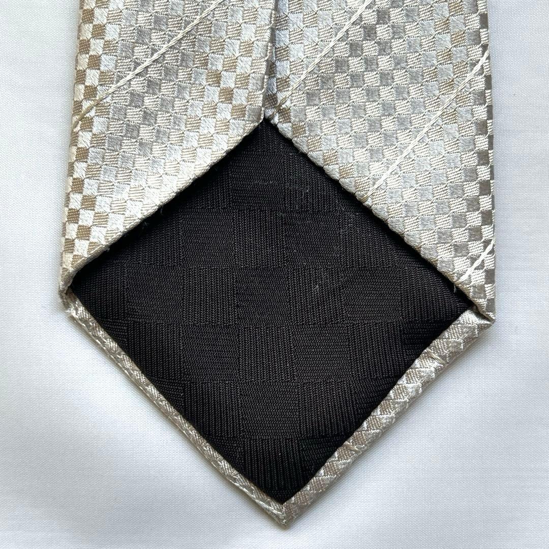 美品　LOUIS VUITTON ネクタイ　マイクロダミエ　LVロゴ　ゴールド