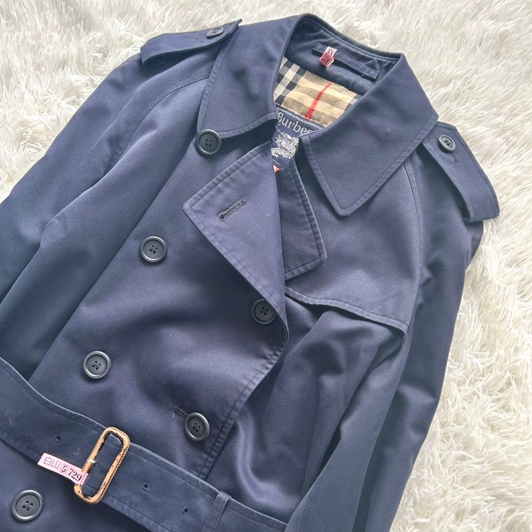 BURBERRY バーバリー　トレンチコート　ロング丈　ベルト完備　紺　L相当