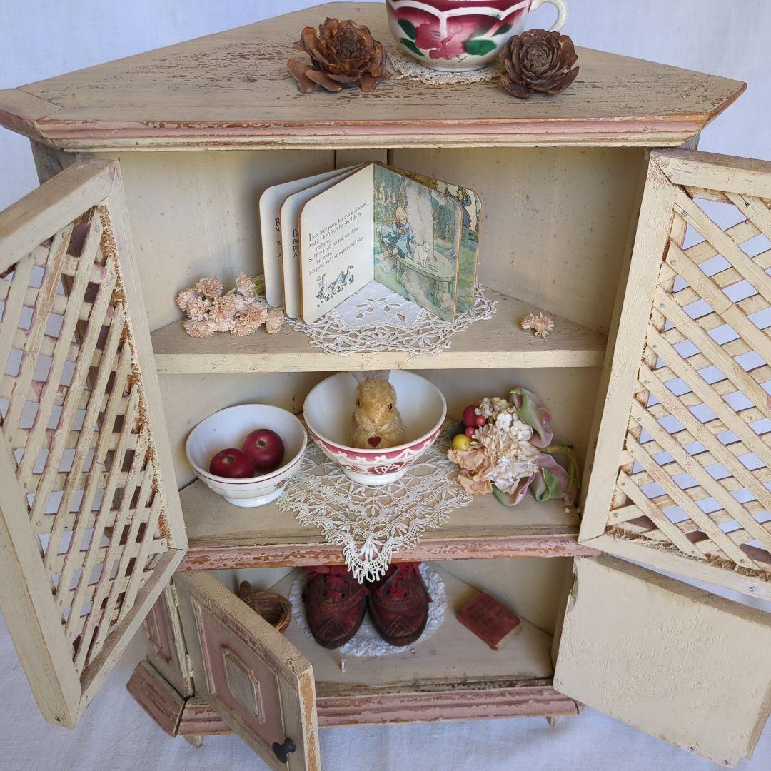 フランスアンティーク ドールキャビネット コーナーシェルフ