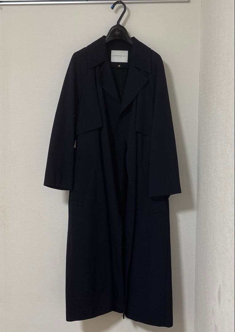 トレンチコート コート ウールギャバジン ガウンコート