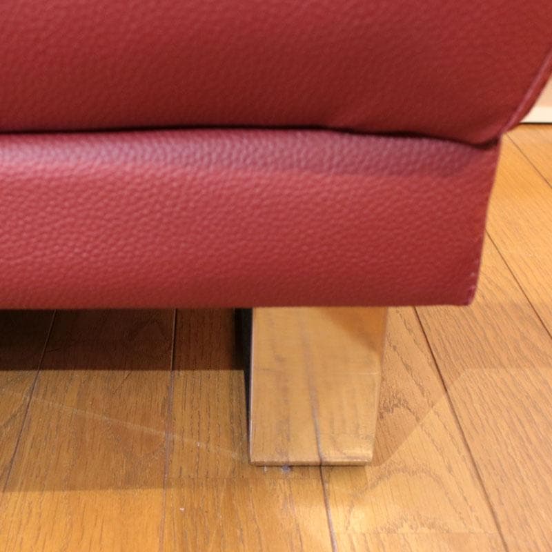 二人掛けソファ ダブルソファ 幅160cm エアレザー 赤 143-169