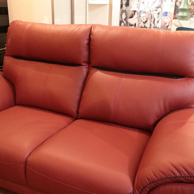 二人掛けソファ ダブルソファ 幅160cm エアレザー 赤 143-169