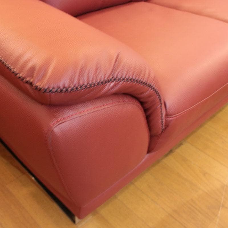 二人掛けソファ ダブルソファ 幅160cm エアレザー 赤 143-169