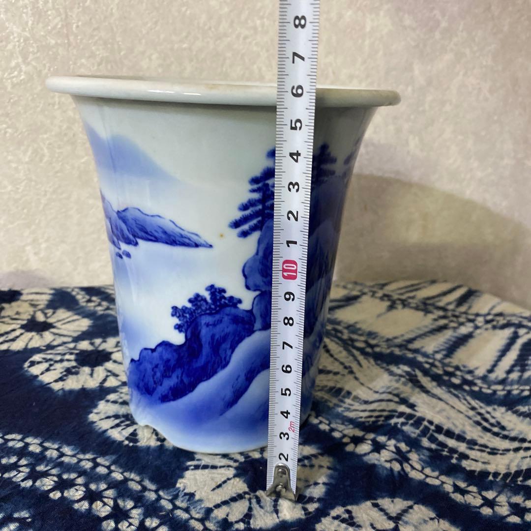 真葛香山　染付　蘭鉢　盆栽