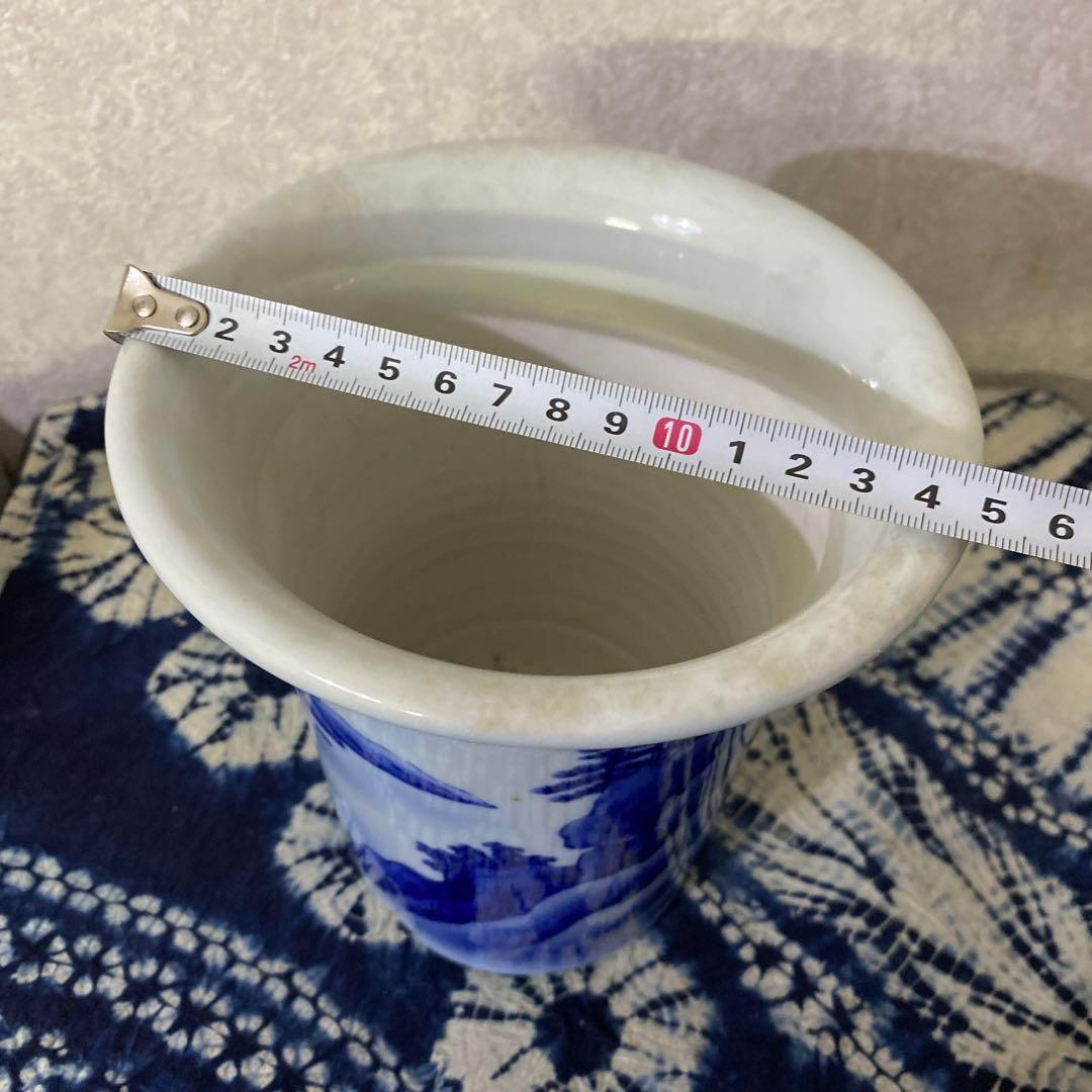 真葛香山　染付　蘭鉢　盆栽