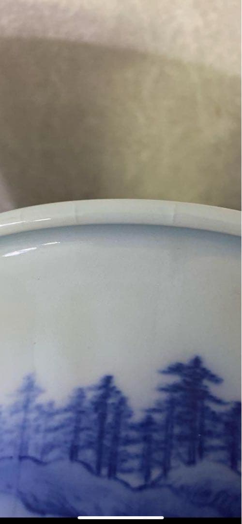 真葛香山　染付　蘭鉢　盆栽