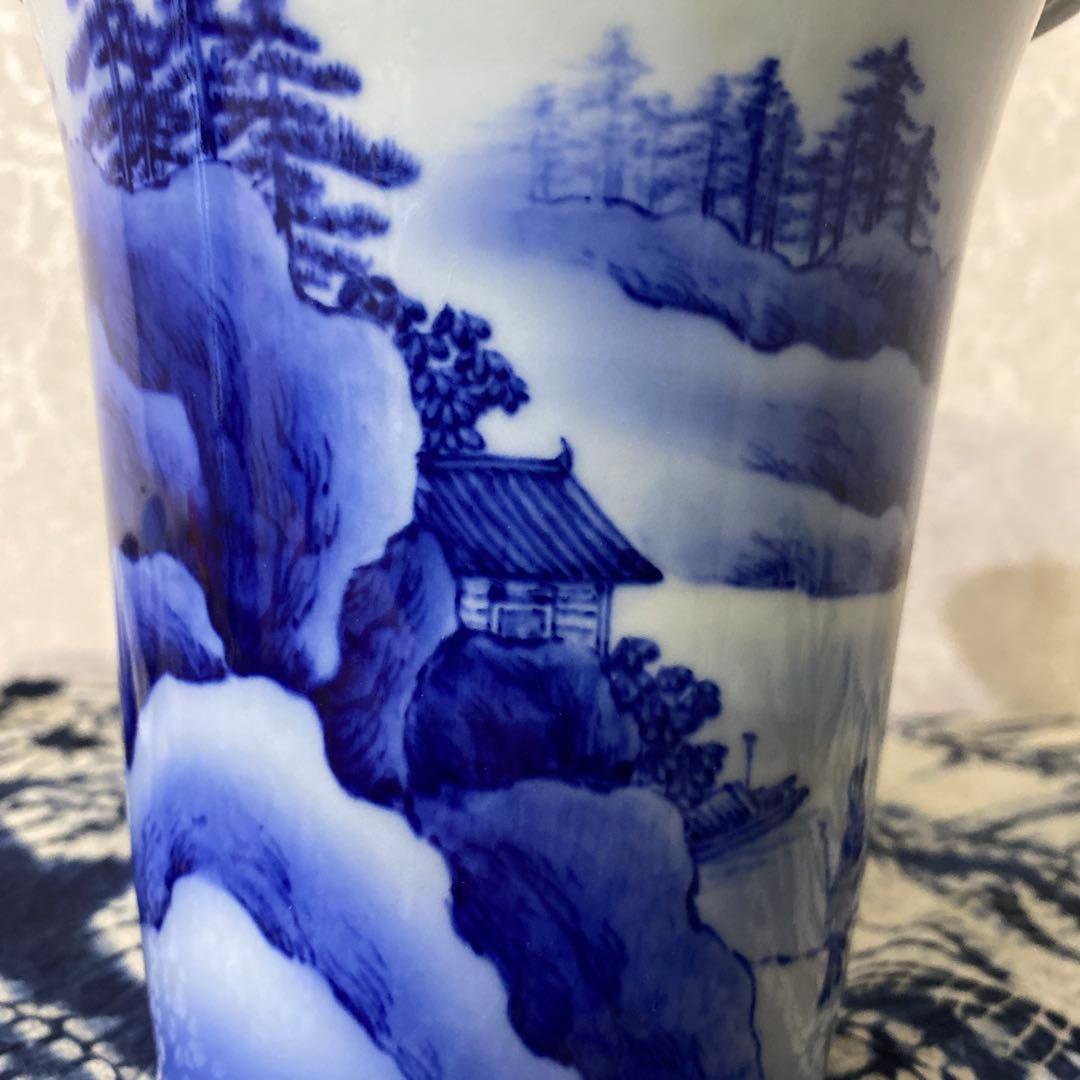 真葛香山　染付　蘭鉢　盆栽