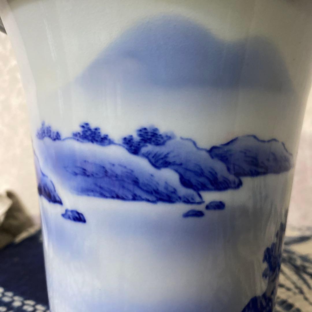 真葛香山　染付　蘭鉢　盆栽