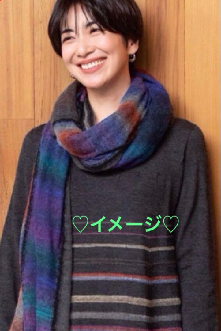 【新品未使用タグ付】iines佐藤繊維大判カラフルショール