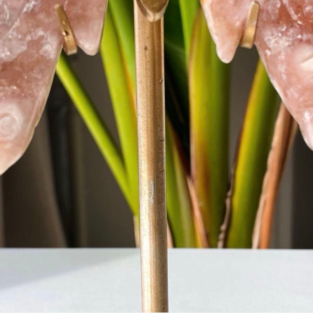 【 ピンクアメジスト フラワーアゲート バタフライ （台座付き）蝶々 桜瑪瑙 】