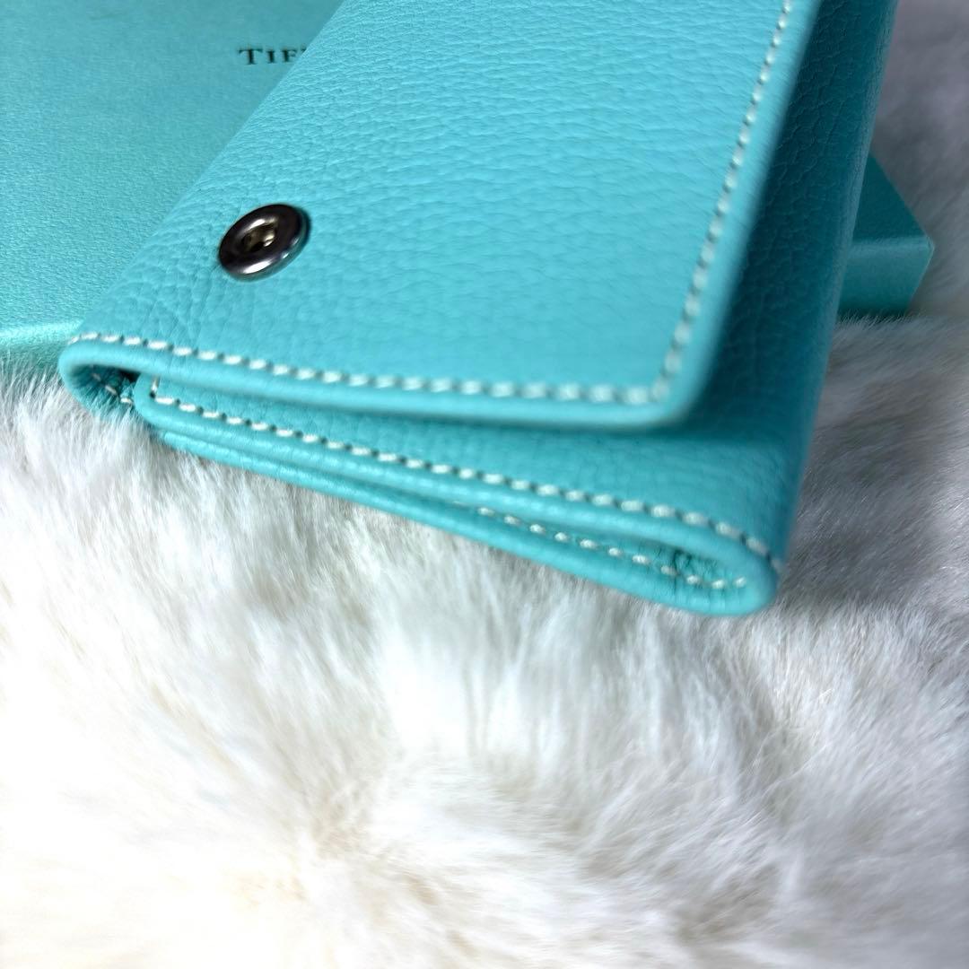 ✨美品✨ティファニー　TIFFANY＆CO　キーケース　レザー　ブルー　シボ革