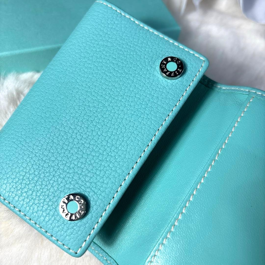 ✨美品✨ティファニー　TIFFANY＆CO　キーケース　レザー　ブルー　シボ革