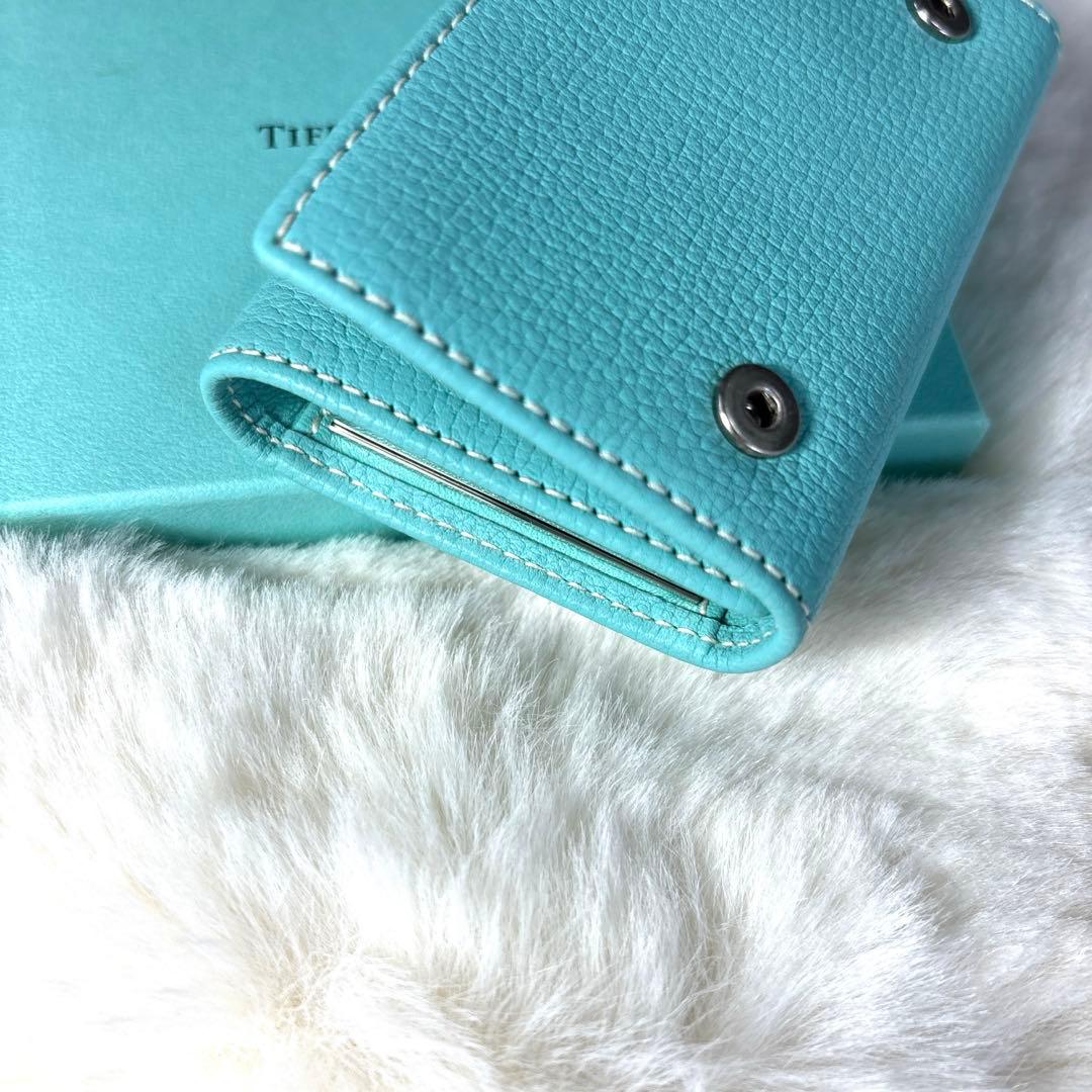 ✨美品✨ティファニー　TIFFANY＆CO　キーケース　レザー　ブルー　シボ革