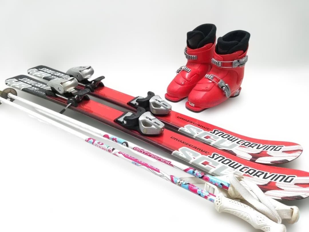 ジュニアキッズスキー4点セット スノーカービングX8 100cmサロモン21cm