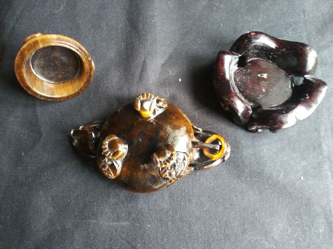 虎眼石香炉　置物　中国工芸品　NO.582