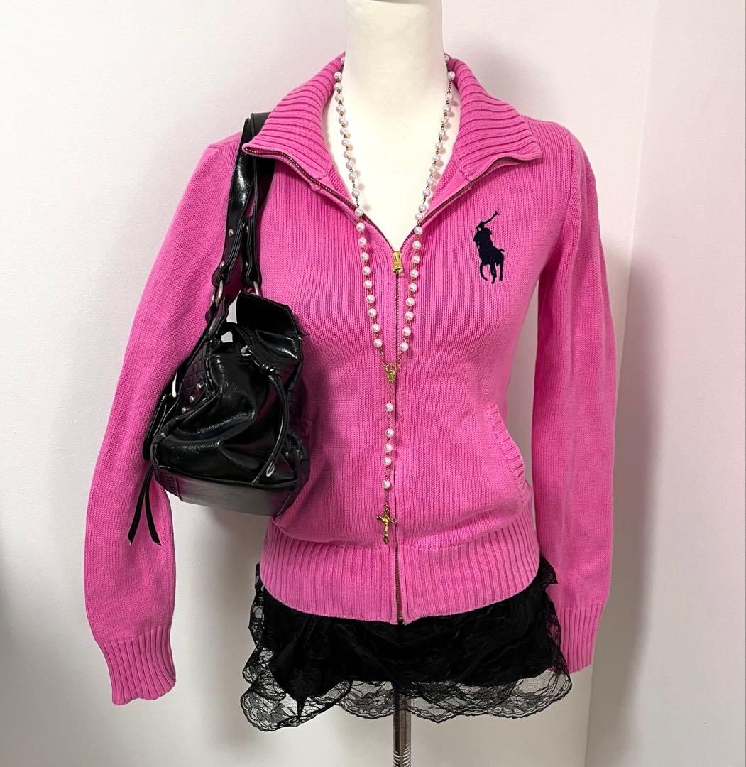 ラルフローレン ケーブル ニット　ピンク　y2k グランジ ノーム ロンドン