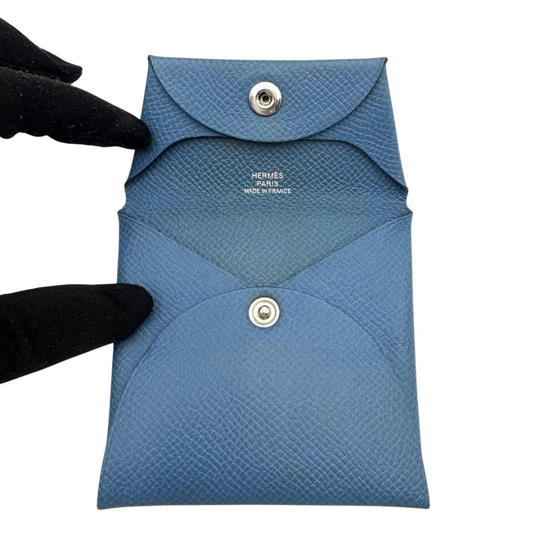 エルメス バスティア ケース　ヴォーエプソン レザー　ブルーグレー　C刻印