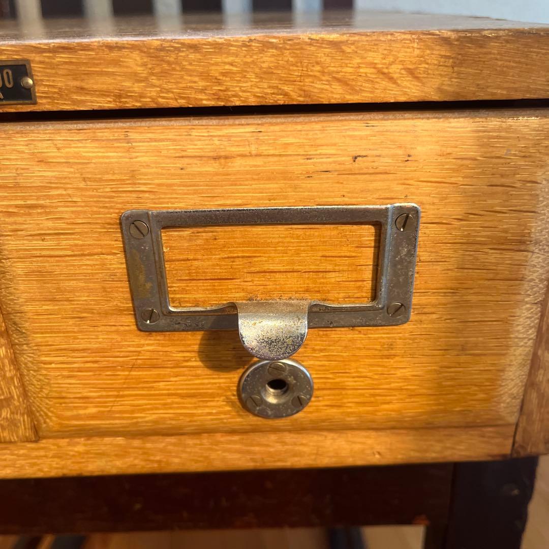 昭和レトロ アンティーク ヴィンテージ 図書館 木製カードケース 小引き出し