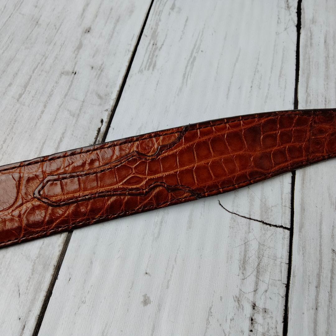 ブルネロクチネリ【クロコレザー】ベルト　ブラウン系　極上レザー　シルバー金具